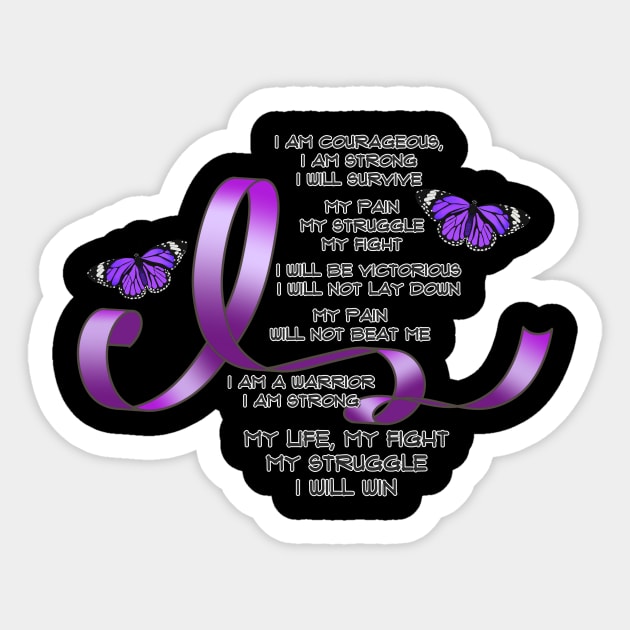 My Struggle, Purple Ribbon Awareness, poem Sticker by AlondraHanley